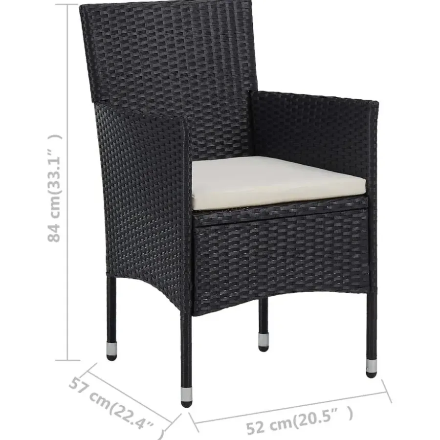 Bistro- & Balkonsets-vidaXL - Tuinset - Zwart - Poly rattan en glas - 3 stuks