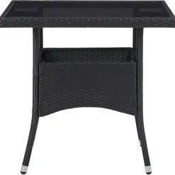 Bistro- & Balkonsets-vidaXL - Tuinset - Zwart - Poly rattan en glas - 3 stuks
