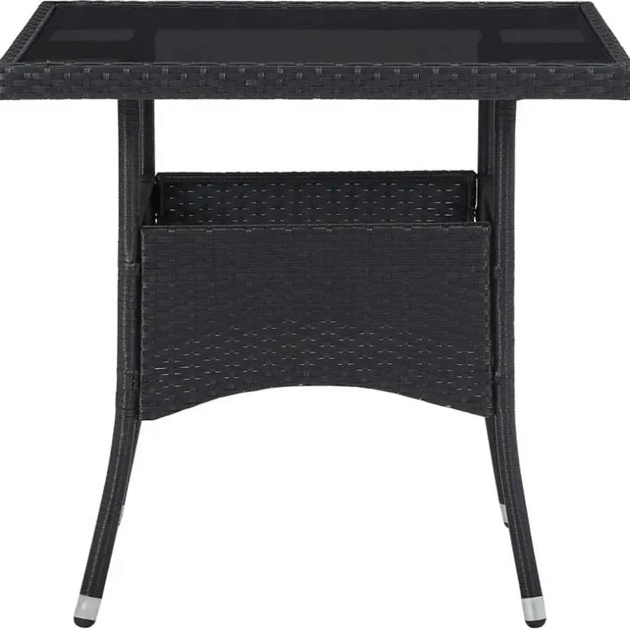Bistro- & Balkonsets-vidaXL - Tuinset - Zwart - Poly rattan en glas - 3 stuks