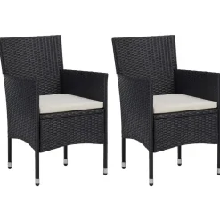 Bistro- & Balkonsets-vidaXL - Tuinset - Zwart - Poly rattan en glas - 3 stuks