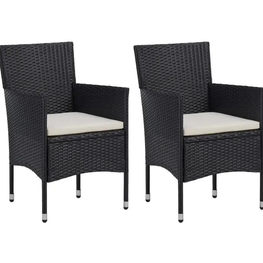 Bistro- & Balkonsets-vidaXL - Tuinset - Zwart - Poly rattan en glas - 3 stuks
