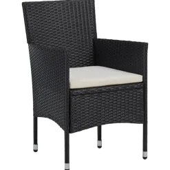 Bistro- & Balkonsets-vidaXL - Tuinset - Zwart - Poly rattan en glas - 3 stuks