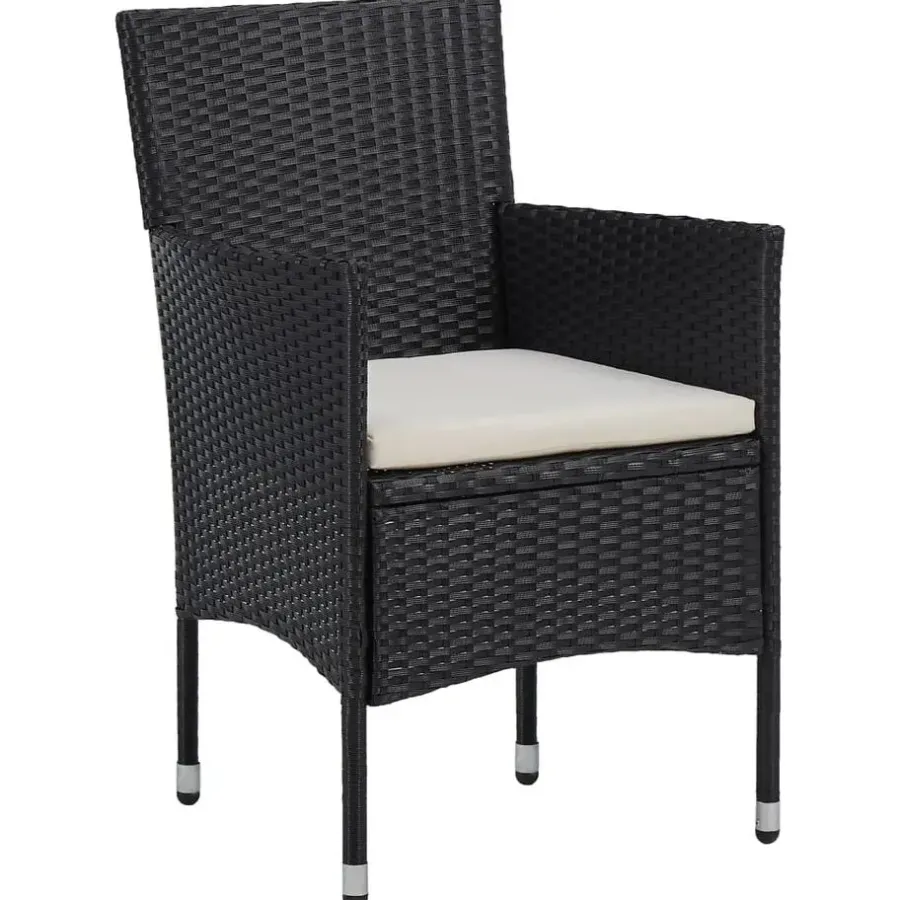 Bistro- & Balkonsets-vidaXL - Tuinset - Zwart - Poly rattan en glas - 3 stuks
