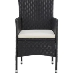 Bistro- & Balkonsets-vidaXL - Tuinset - Zwart - Poly rattan en glas - 3 stuks