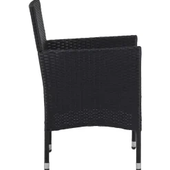 Bistro- & Balkonsets-vidaXL - Tuinset - Zwart - Poly rattan en glas - 3 stuks