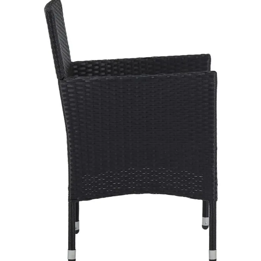 Bistro- & Balkonsets-vidaXL - Tuinset - Zwart - Poly rattan en glas - 3 stuks