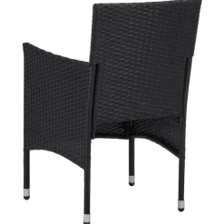 Bistro- & Balkonsets-vidaXL - Tuinset - Zwart - Poly rattan en glas - 3 stuks