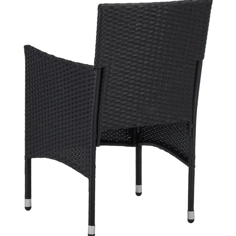 Bistro- & Balkonsets-vidaXL - Tuinset - Zwart - Poly rattan en glas - 3 stuks