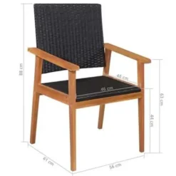 Tuinsets-vidaXL - Tuinset - Zwart - Poly rattan