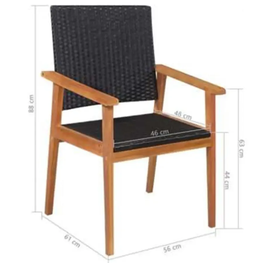 Tuinsets-vidaXL - Tuinset - Zwart - Poly rattan