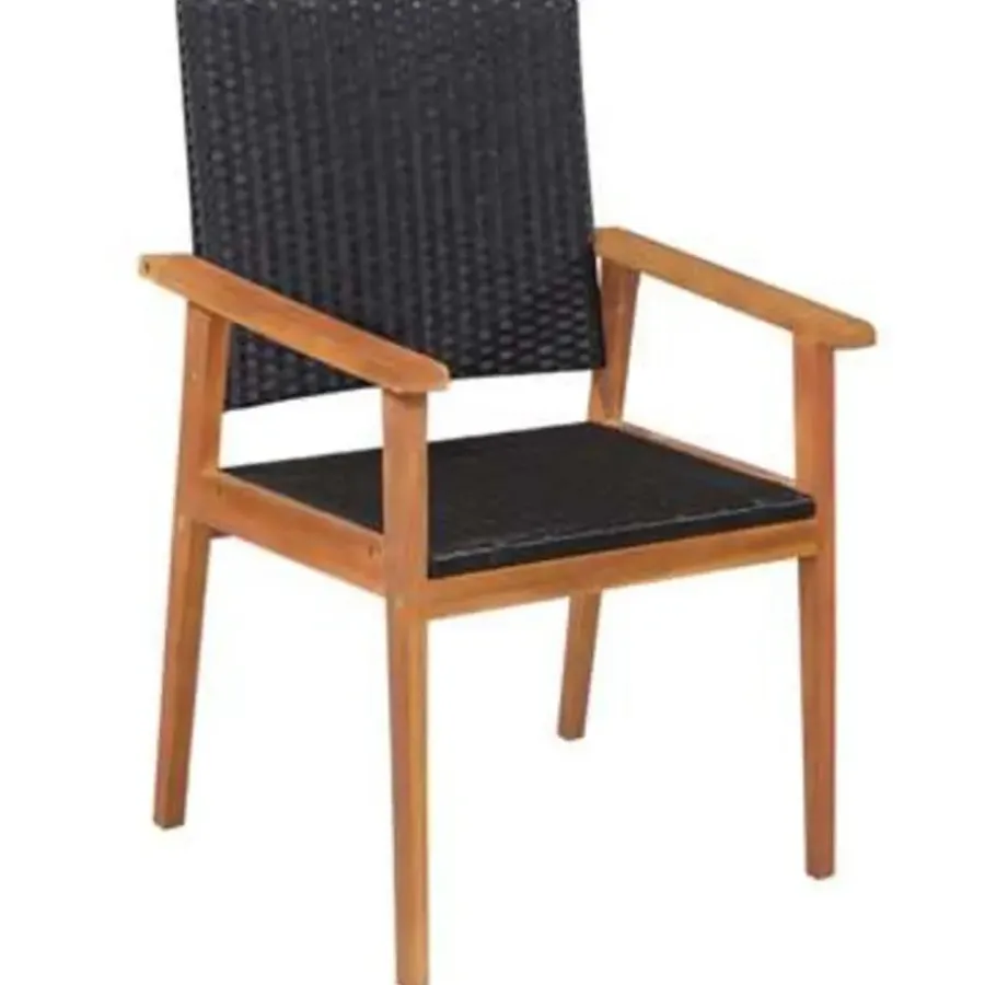 Tuinsets-vidaXL - Tuinset - Zwart - Poly rattan