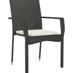 Tuinsets-vidaXL - Tuinset - Zwart - Poly rattan - 190 cm - 7 stuks - Met kussens