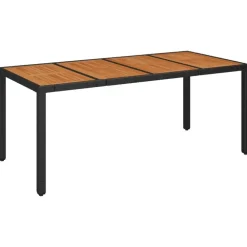 Tuinsets-vidaXL - Tuinset - Zwart - Poly rattan - 190 cm - 7 stuks - Met kussens