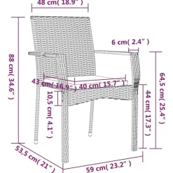 Tuinsets-vidaXL - Tuinset - Zwart - Poly rattan - 190 cm - 7 stuks - Met kussens