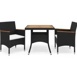 vidaXL - Tuinset - Zwart - Poly rattan