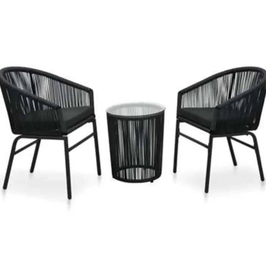 Bistro- & Balkonsets-vidaXL - Tuinset - Zwart - Polyetheen