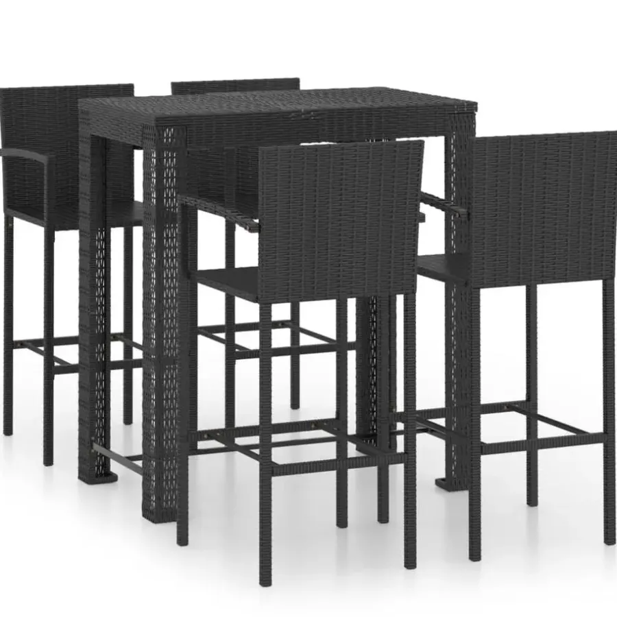 Tuinsets-vidaXL - Tuinset - Zwart - Poly rattan
