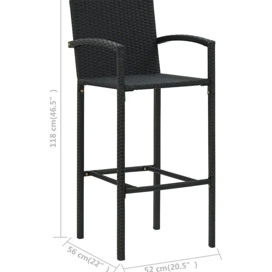 Tuinsets-vidaXL - Tuinset - Zwart - Poly rattan