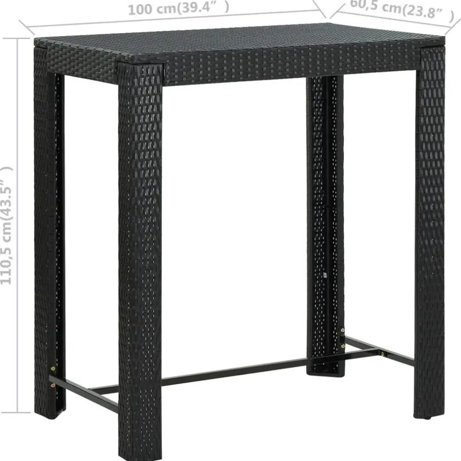 Tuinsets-vidaXL - Tuinset - Zwart - Poly rattan