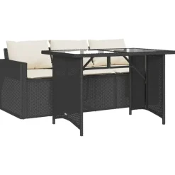 vidaXL - Tuinset - Zwart - Poly rattan