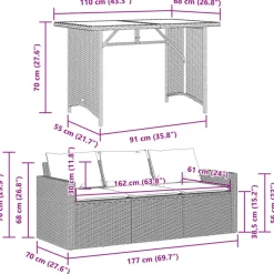 vidaXL - Tuinset - Zwart - Poly rattan