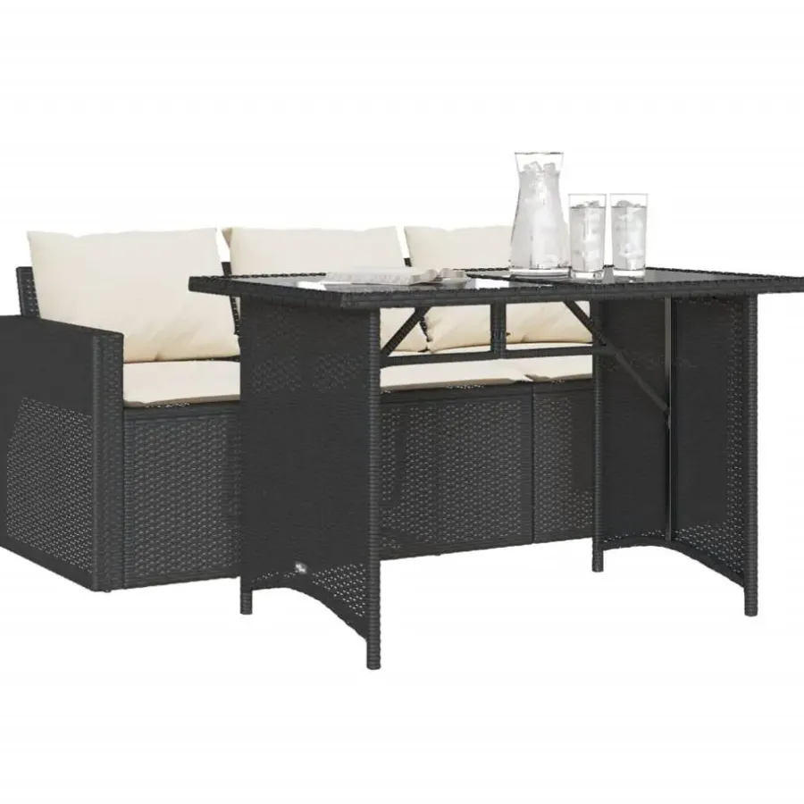 vidaXL - Tuinset - Zwart - Poly rattan