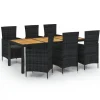 Tuinsets-vidaXL - Tuinset - Zwart - Poly rattan - 190 cm tafellengte