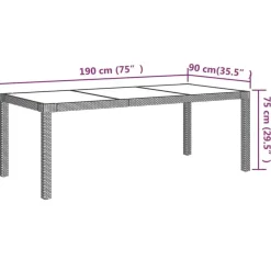 Tuinsets-vidaXL - Tuinset - Zwart - Poly rattan - 190 cm tafellengte