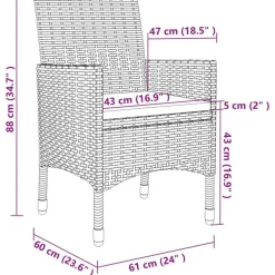 Tuinsets-vidaXL - Tuinset - Zwart - Poly rattan - 190 cm tafellengte