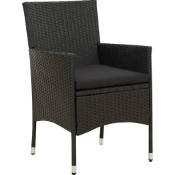 Tuinsets-vidaXL - Tuinset - Zwart - Poly rattan - 190 cm tafellengte
