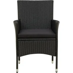 Tuinsets-vidaXL - Tuinset - Zwart - Poly rattan - 190 cm tafellengte