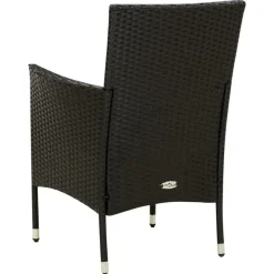 Tuinsets-vidaXL - Tuinset - Zwart - Poly rattan - 190 cm tafellengte