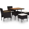 Tuinsets-vidaXL - Tuinset - Zwart - Rattan