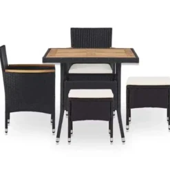 Tuinsets-vidaXL - Tuinset - Zwart - Rattan