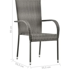 Tuinsets-vidaXL - Tuinset grijs - 6 fauteuils en (150-200)x90 cm tafel - Poly rattan