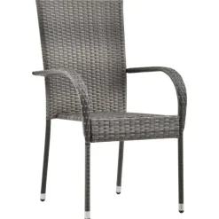 Tuinsets-vidaXL - Tuinset grijs - 6 fauteuils en (150-200)x90 cm tafel - Poly rattan