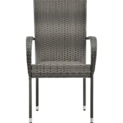 Tuinsets-vidaXL - Tuinset grijs - 6 fauteuils en (150-200)x90 cm tafel - Poly rattan