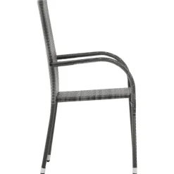 Tuinsets-vidaXL - Tuinset grijs - 6 fauteuils en (150-200)x90 cm tafel - Poly rattan