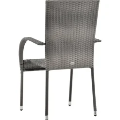 Tuinsets-vidaXL - Tuinset grijs - 6 fauteuils en (150-200)x90 cm tafel - Poly rattan