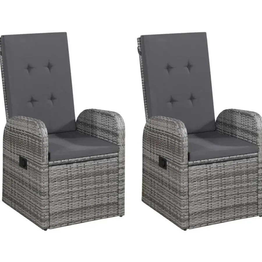 vidaXL - Tuinset grijs - 4 verstelbaar stoelen & 150x90 cm tafel - Poly rattan