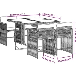 Tuinsets|Tuinsets-vidaXL - Tuinset zwart kussens - Zwart - PE rattan - 110x106 cm - 5 stuks
