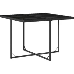 Tuinsets-vidaXL - Tuinset zwart kussens - Poly rattan en staal - 110x106 cm - 5 stuks