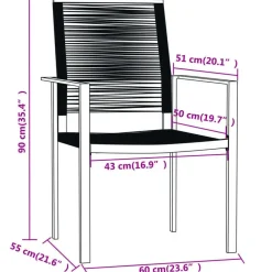 vidaXL - Tuinset zwart PVC rattan en staal - 140x70 cm - 7 stuks