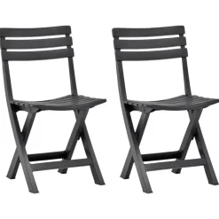 vidaXL - Tuinstoel - Antraciet - Kunststof - 2 stuks