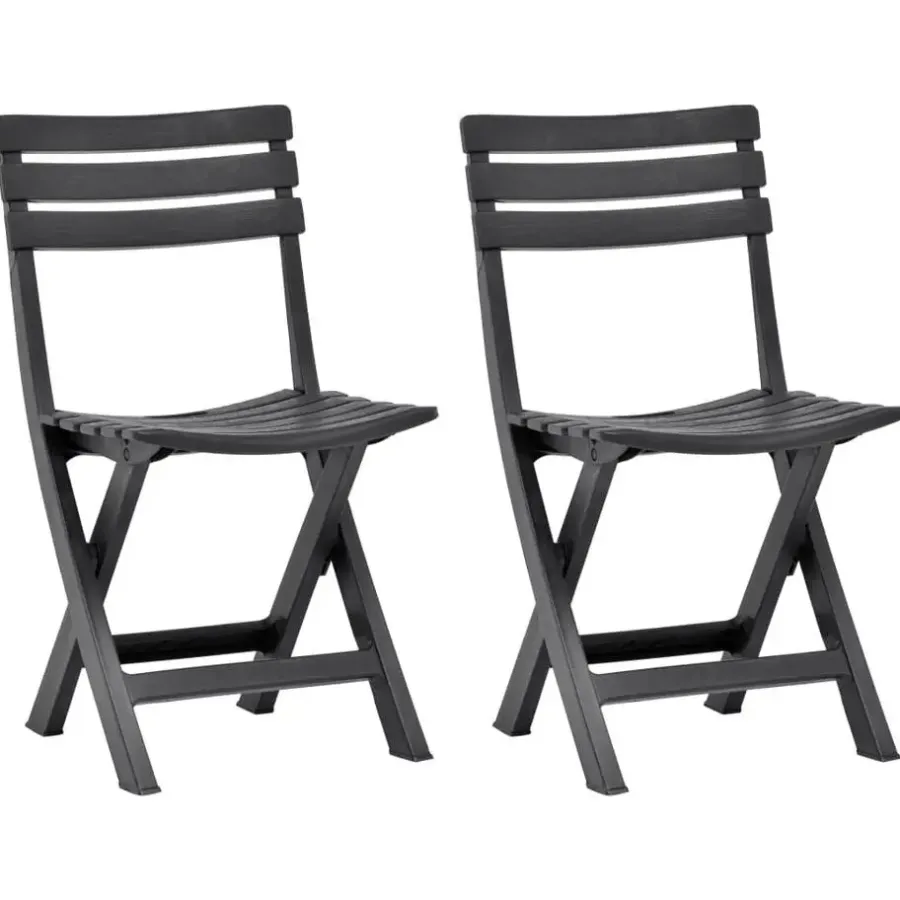 vidaXL - Tuinstoel - Antraciet - Kunststof - 2 stuks