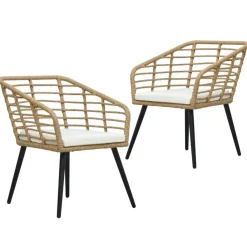 Tuinstoelen-vidaXL - Tuinstoel - Bruin - Poly rattan - 2 stuks