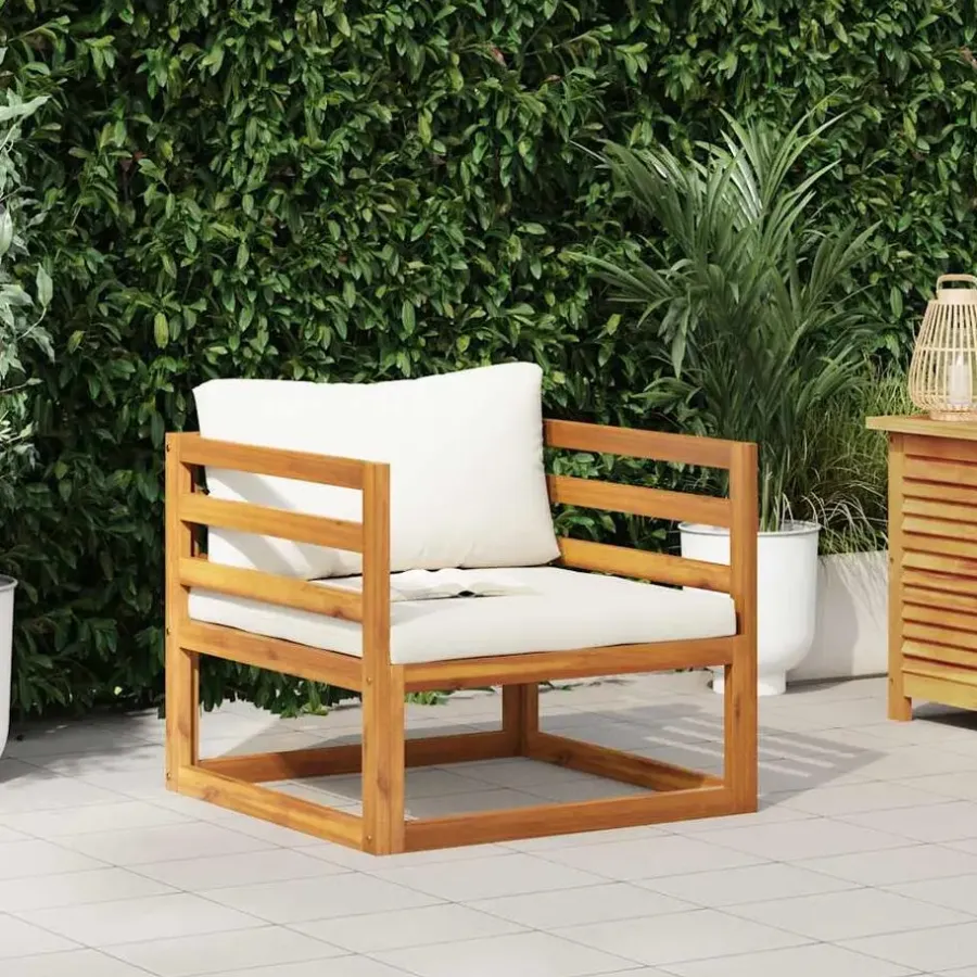 vidaXL - Tuinstoel - Crème - Acaciahout - Met kussens