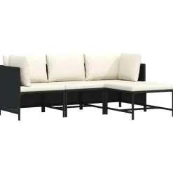 Loungesets-vidaXL - Tuinstoel - Zwart - Rattan