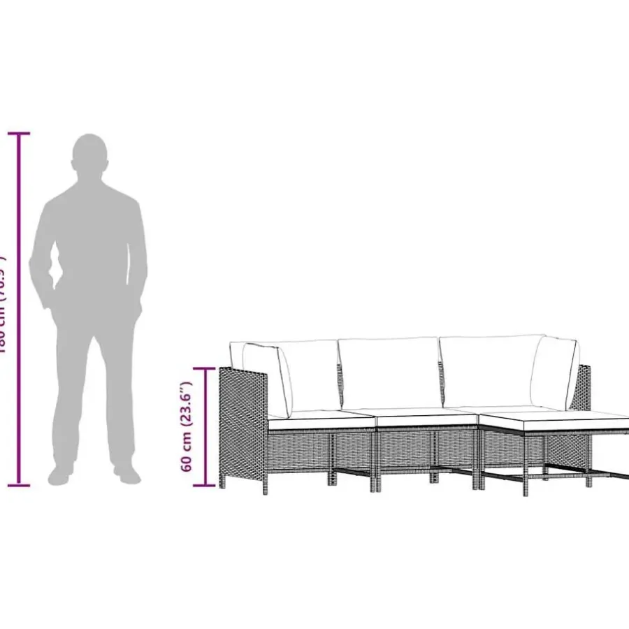 Loungesets-vidaXL - Tuinstoel - Zwart - Rattan