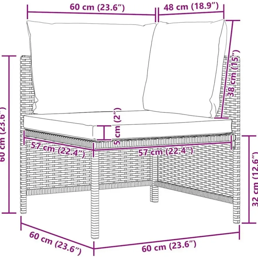 Loungesets-vidaXL - Tuinstoel - Zwart - Rattan